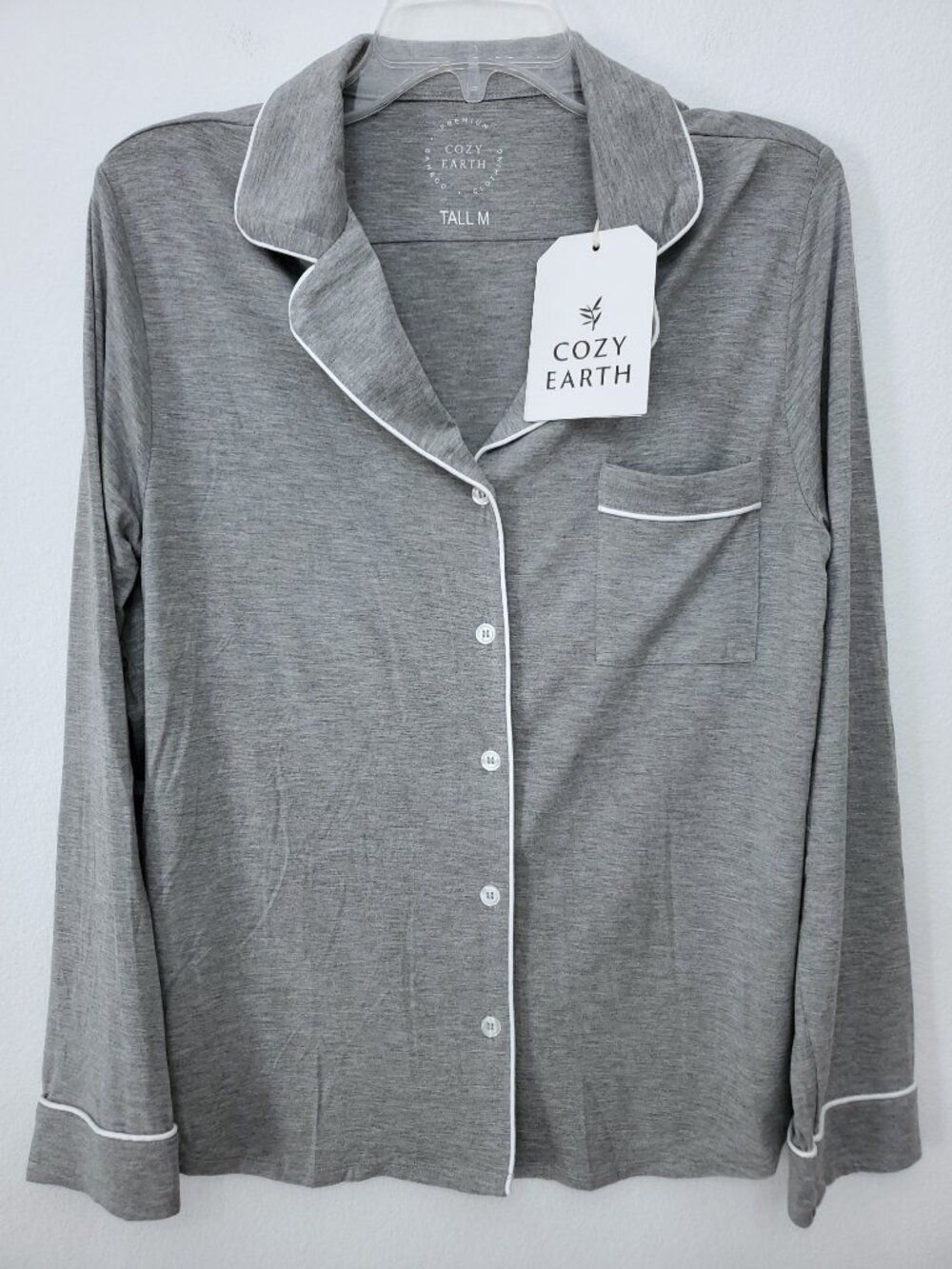 Cozy Earth Bamboo Stretch-Knit Long Sleeve Grey Pajama Set Medium Tall - NWT - Picture 2 of 15
